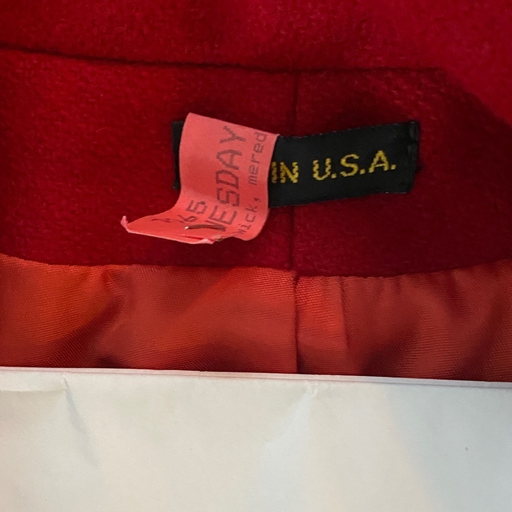 USA Made! Rare Red Double-Breasted Women's wool coat - Picture 6 of 8